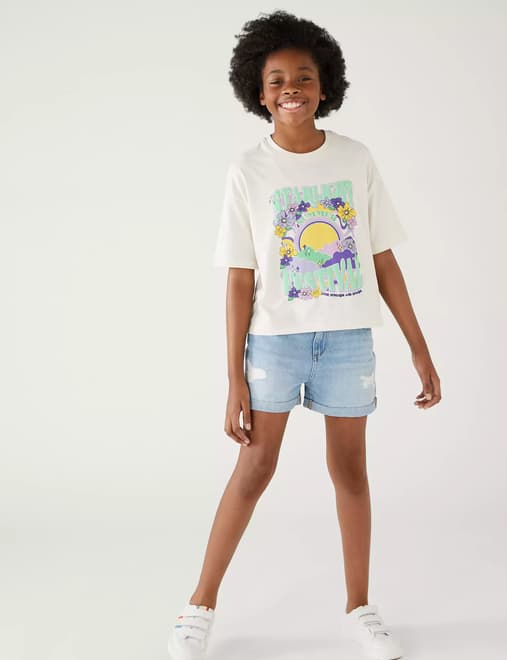 Mom Denim Shorts (6-16 Yrs)