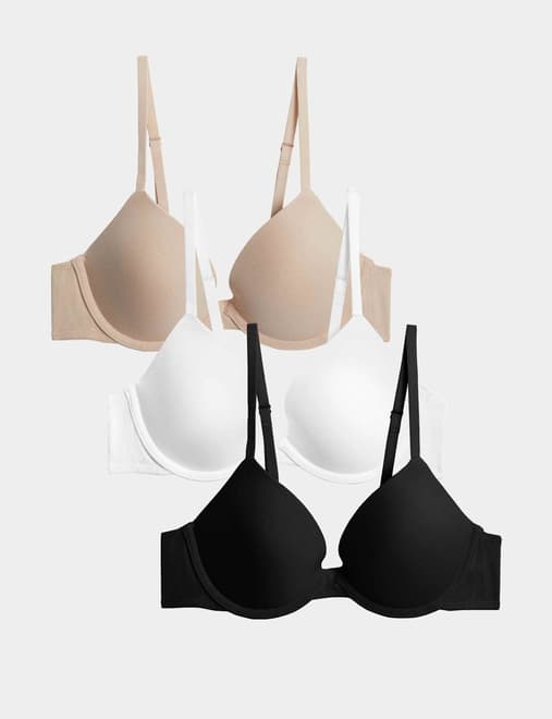 3pk Wired Plunge T-Shirt Bras A-E