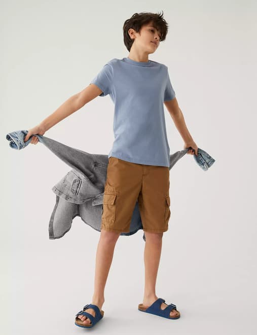 Pure Cotton Cargo Shorts (6 - 16 Yrs)