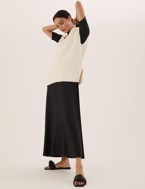 Jersey High Neck Maxi Smock Dress