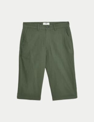Linen Blend 3/4 Leg Shorts