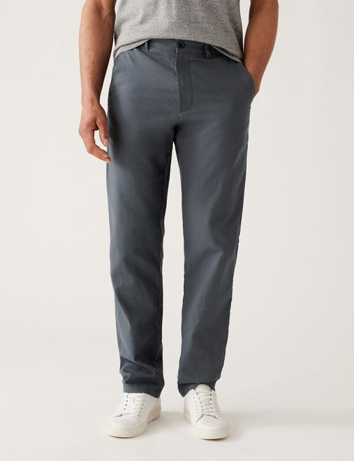 Regular Fit Linen Rich Chino Trousers
