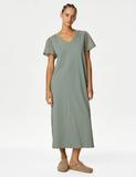 Pure Cotton Broderie Trim Long Nightdress