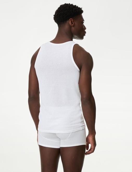 3 Pack Pure Cotton Classic Sleeveless Mesh Vests