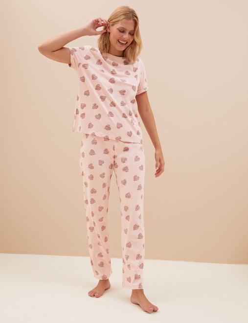 Pure Cotton Heart Print Pyjama Set
