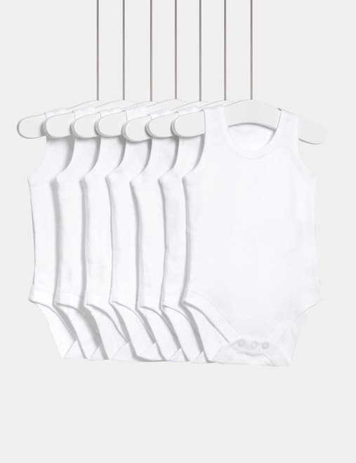 7 Pack Pure Cotton Sleeveless Bodysuits (5lbs-3 Yrs)