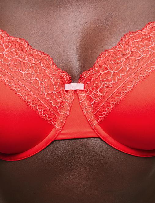 Lace Trim Padded Full Cup Wired Bra A-E