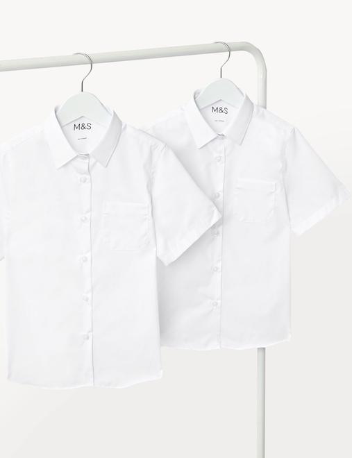 2 Pack Girls' Non-Iron School Shirts (2-18 Yrs)