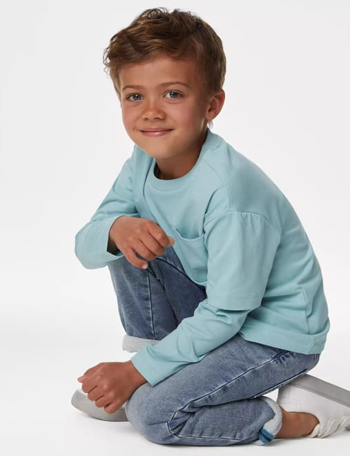 Pure Cotton Mock Sleeve Top (2-8 Yrs)