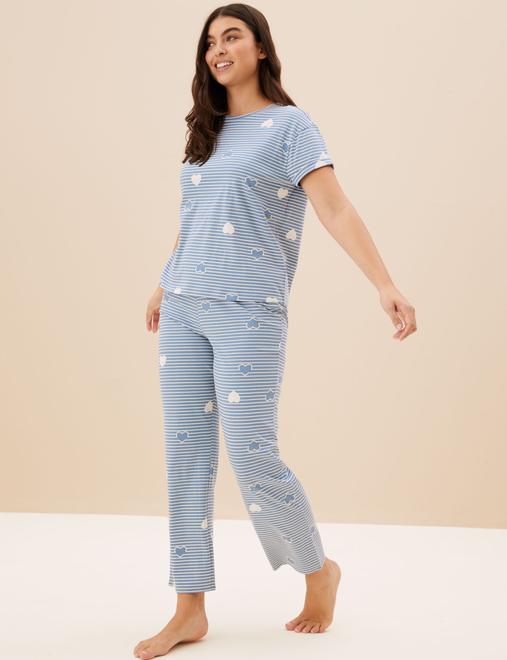Pure Cotton Striped Heart Print Pyjama Set TEST KSA