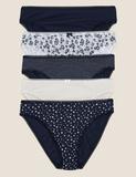 5pk Cotton Lycra® Ditsy Print High Leg Knickers