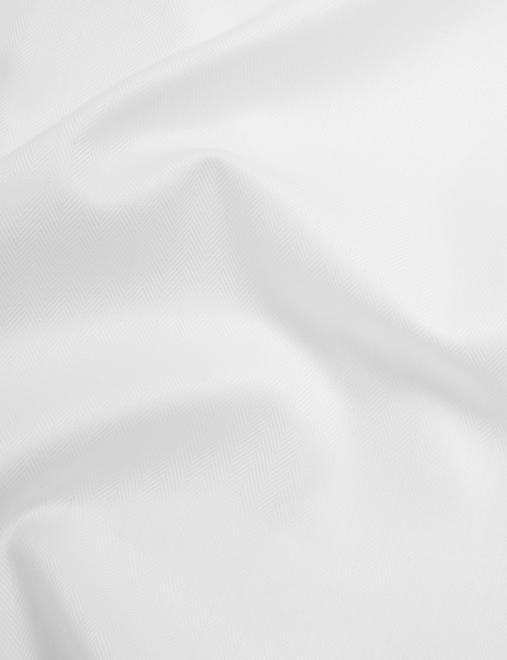 Tailored Fit Pure Cotton Double Cuff Herringbone Shirt