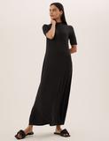 Jersey High Neck Maxi Smock Dress