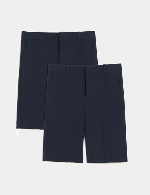 2 Pack Boys' Slim Leg School Shorts (2-14 Yrs)