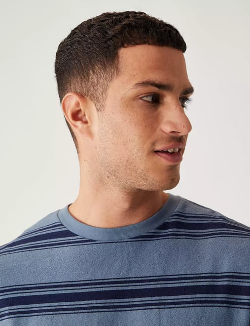 Relaxed Fit Pure Cotton Striped T-Shirt