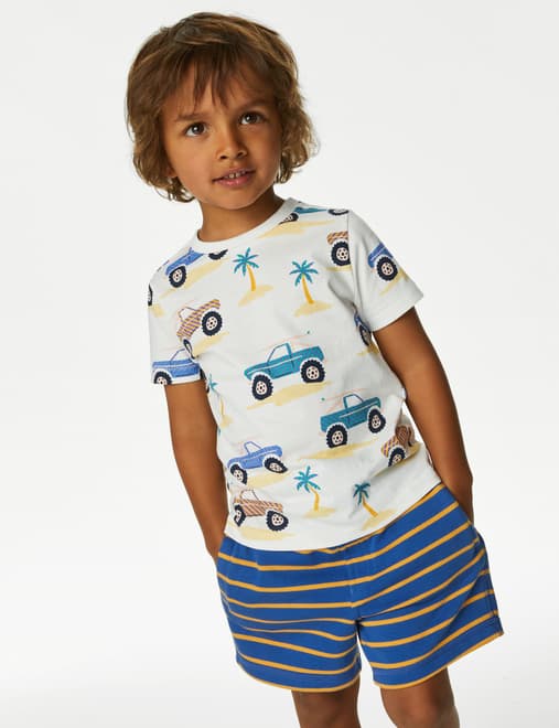 Pure Cotton Truck Print T-Shirt (2 - 8 Yrs)