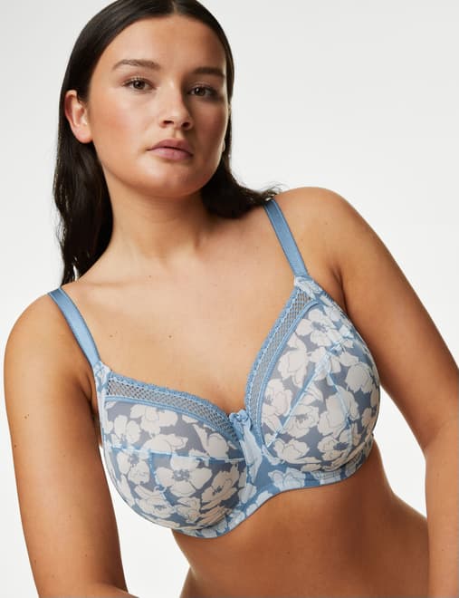 Printed Mesh Wired Extra Support Bra F-J