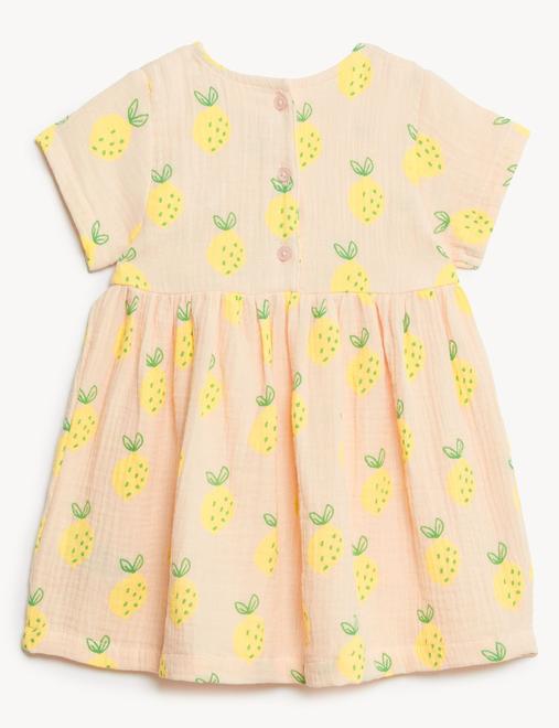 Pure Cotton Lemon Dress (0-3 Yrs)