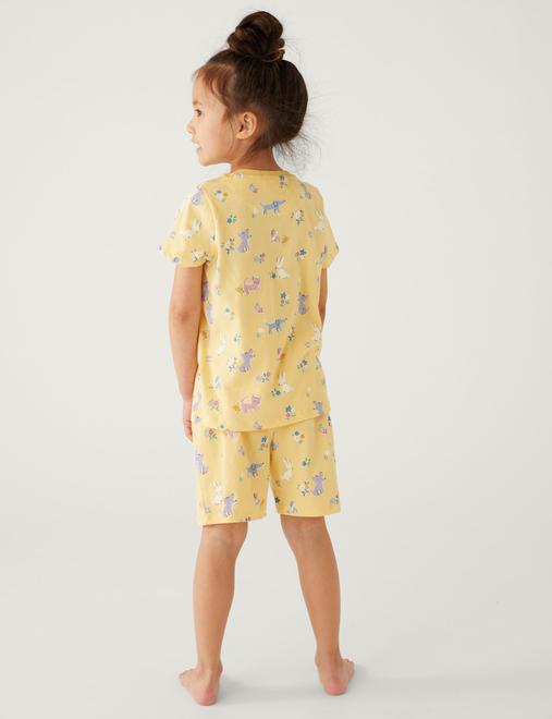 3pk Pure Cotton Patterned Short Pyjama Sets (1-8 Yrs)