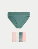 5pk Cotton Rich High Leg Knickers