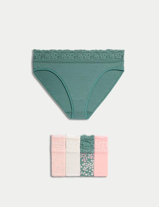 5pk Cotton Rich High Leg Knickers