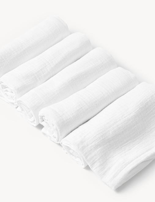 5 Pack Pure Cotton Muslin Squares