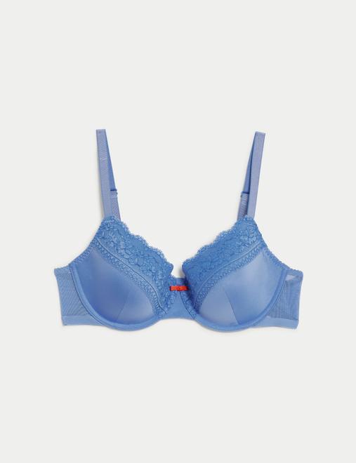 Lace Trim Padded Full Cup Wired Bra A-E