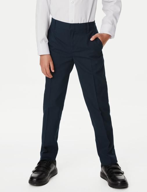 2 Pack Boys' Slim Leg School Trousers (2-18 Yrs)