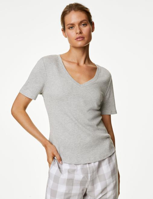 Ribbed Cotton Modal Pyjama Top