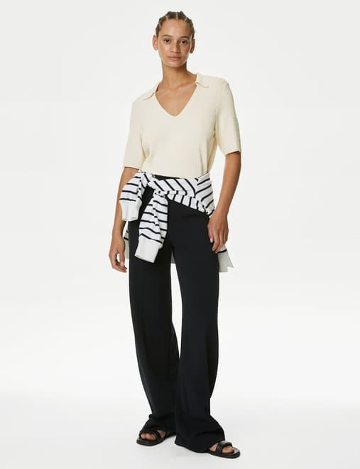 Textured Collared Knitted Top