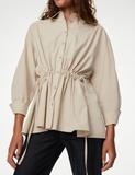 Pure Cotton Tie Front Waisted Shirt