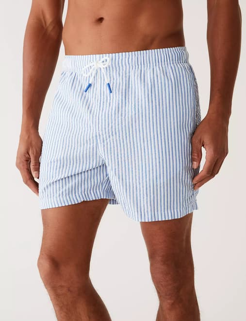Quick Dry Striped Seersucker Swim Shorts