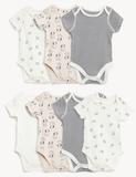 7pk Pure Cotton Dog & Striped Bodysuits (0-3 Yrs)