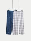 2pk Pure Cotton Pyjama Bottoms