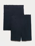 2 Pack Boys' Slim Leg School Shorts (2-14 Yrs)