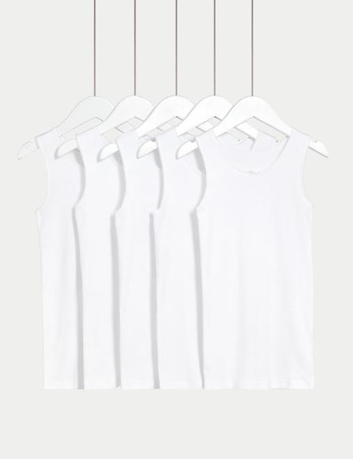 5pk Pure Cotton Bow Vests (2-14 Yrs)