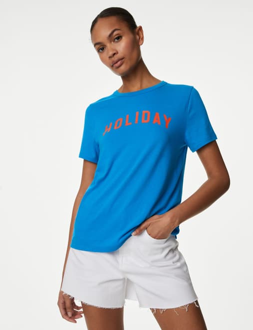 Cotton Modal Blend Slogan T-Shirt