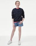 Cotton Rich Heart Print Sweatshirt (6-16 Yrs)