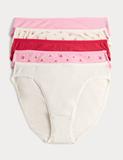 5pk Cotton Lycra™ High Leg Knickers